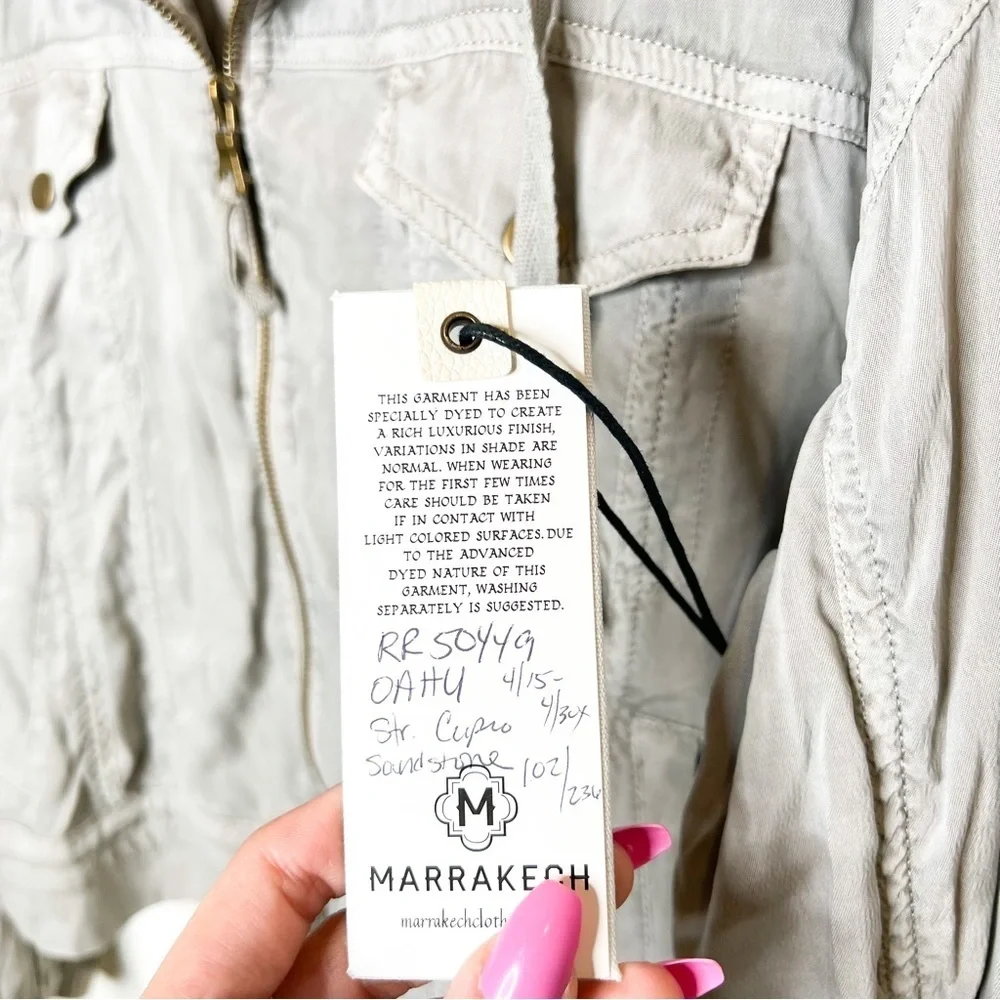 Nwt ANTHROPOLOGIE | MARRAKECH sandstone cupro hoodie jacket (Sz S)